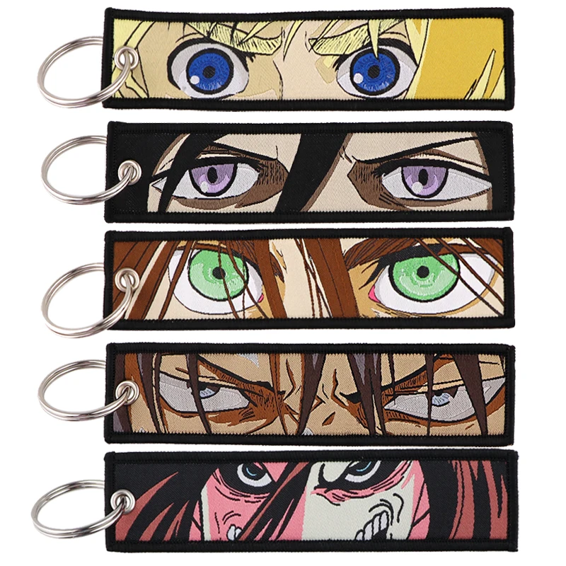 

Embroidered Attack on Titan Cool Car Keychains for Men Keyring Anime keys Tag Women Man Fashion Accessories Jewelry Gifts
