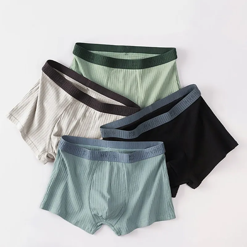 4pcs Male Panties Cotton Men's Underwear Boxers Breathable Man Boxer Solid Underpants Shorts Men Underwear 365 Wholesale