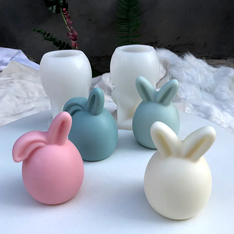 

Cute Faceless Rabbit Egg Silicone Chocolate Mold Bunny Shape Fragrance Candle Soap Clay Diffuser Stone Mold Easter Manual Craft