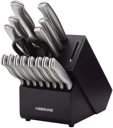 

Stainless Steel Block Set with Built in Knife Sharpener, 16-piece, Natural