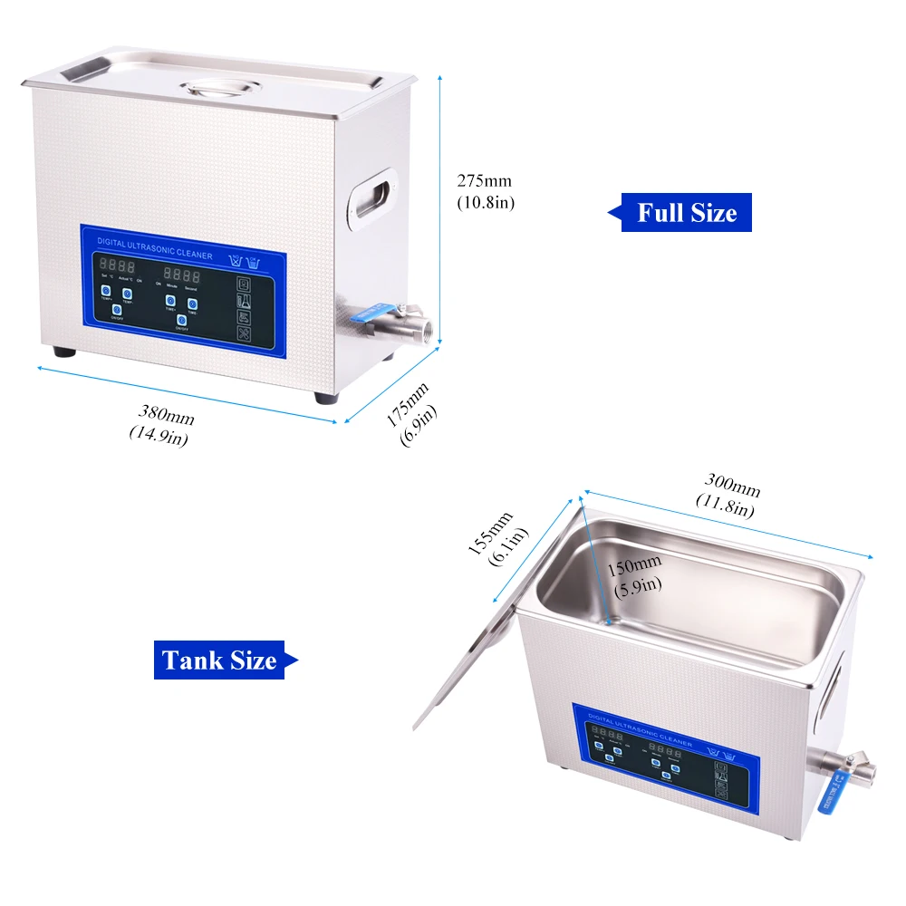 Ультразвуковая машина для очистки объемом 6 литров, мощностью 180 Вт, с нержавеющей стальной емкостью, платой PCB, DPF, лабораторным инструментом, медицинским пресс-формированием, удалением грязи и пыли, включающая цифровой ультразвуковой ванну.
