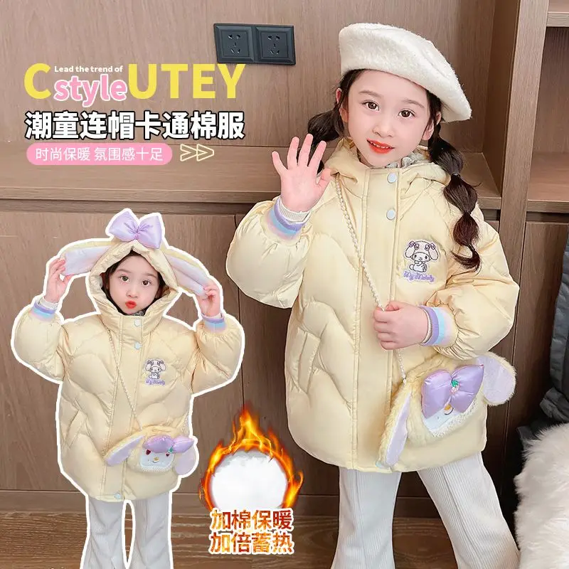 

Sanrios Children My Melody Down Jacket Anime Figure Winter Clothes Thicken Cotton Coat Keep Warm Coat for Kids Cartoon Kawaii