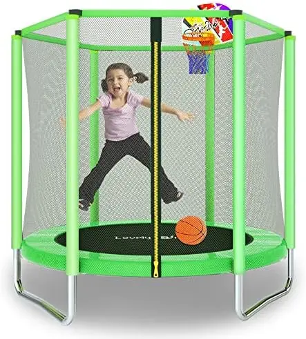 

Snail 5FT Trampoline for Kids with Safety Enclosure Net Basketball Hoop, Mini Trampoline 60" for Outdoor Indoor Family Backy