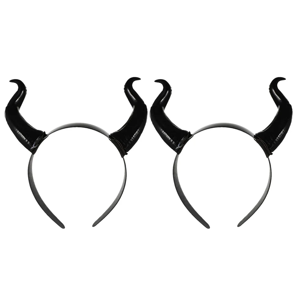 

2 Pcs Hair Ribbons Funny Horns Headband Headbands Black Headgear Hoops Plastic Cosplay Headdress Prop