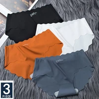3pcsset seamless underwear silk womens solid color panties lady ruffle underpants girls briefs smooth panty sexy lingerie