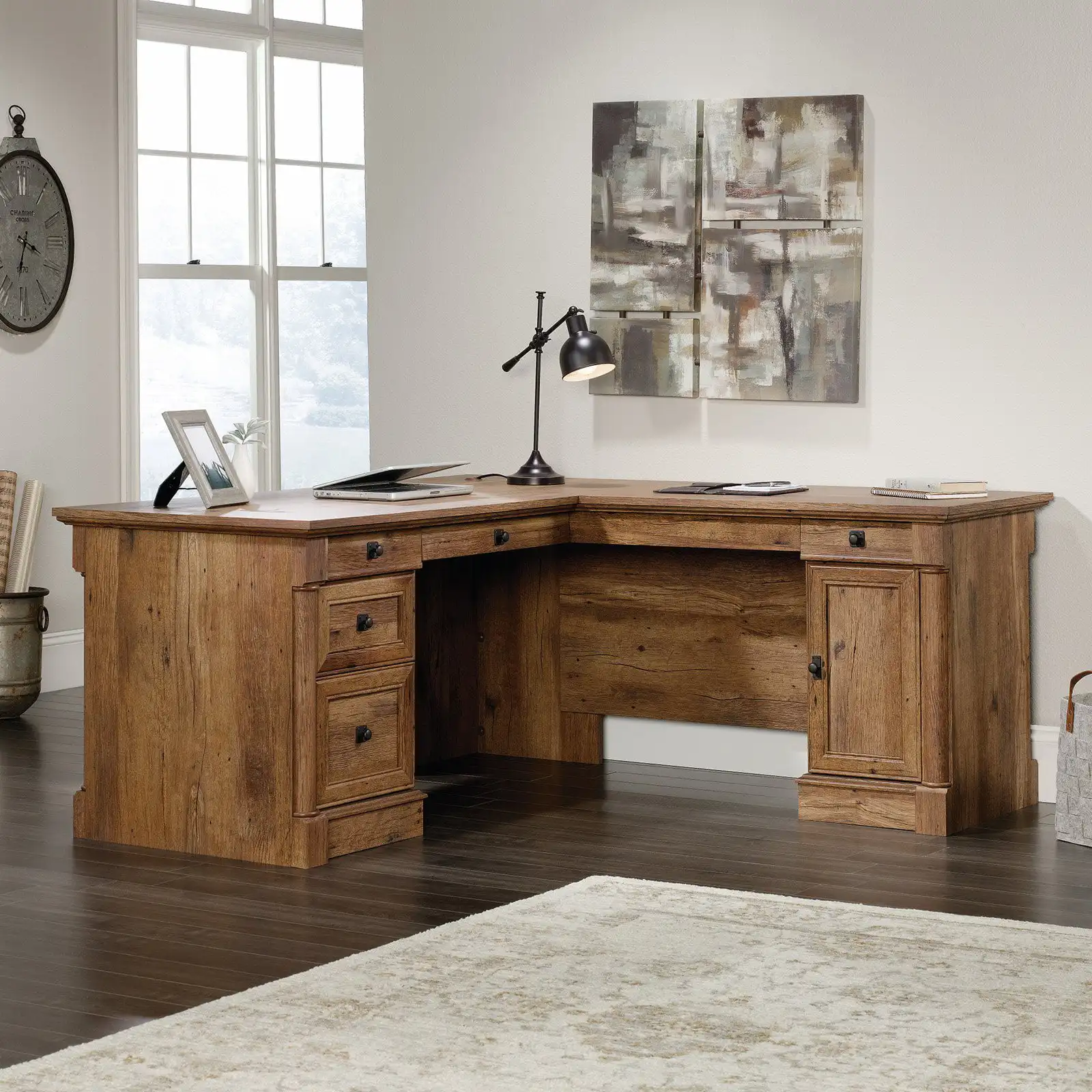 

420606 Palladia L-Desk, Vintage Oak® Finish