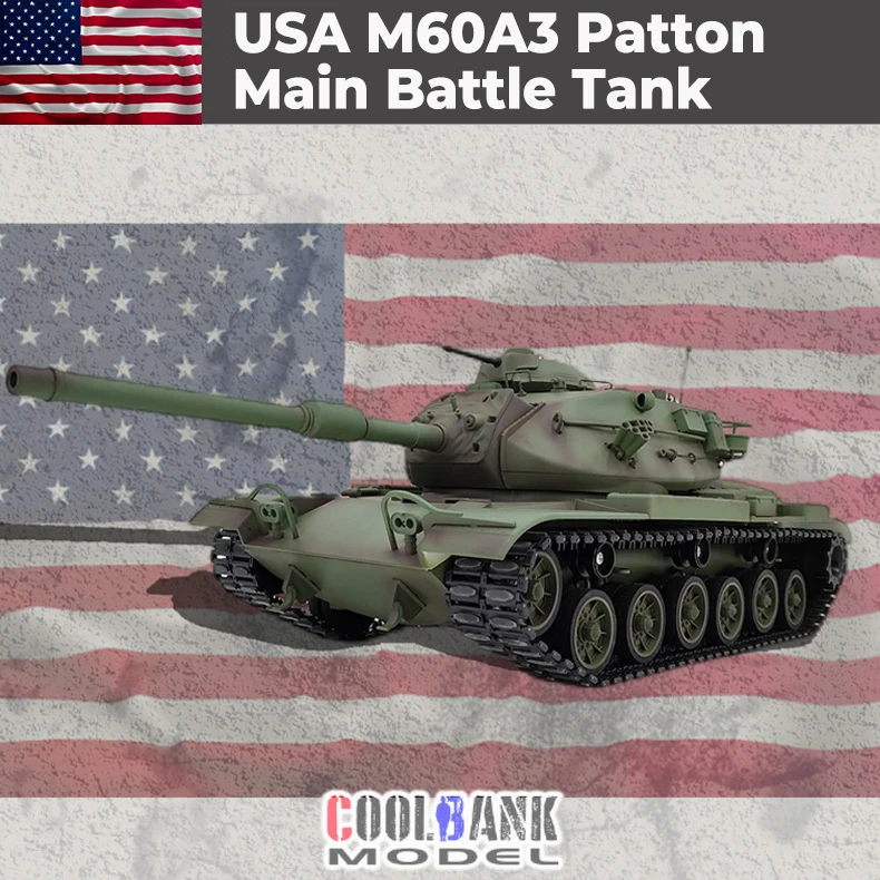 COOLBANK Model 1/16 U.S. M60a3 Patton Tank Model Remote Control Off-Road Battle Tank Toy Compatible with Henglong 7.0 Motherboad