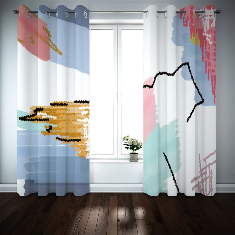 Индивидуальные шторы для гостиной 2 шт. абстрактная картина с граффити роскошные