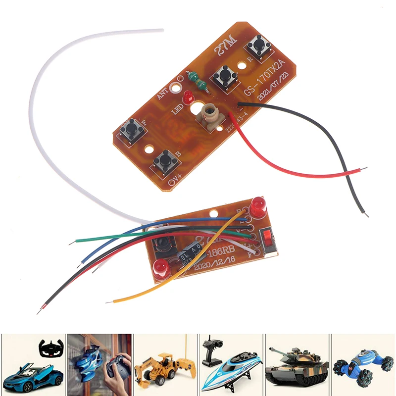 2PCS/SET 4CH RC Remote Control 27MHz Circuit PCB Transmitter and Receiver Board with Antenna Radio System rc Car Accessories