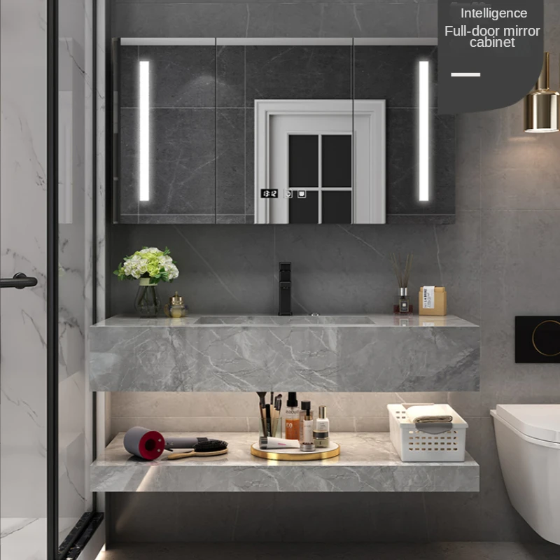 

Современные минималистичные индивидуальные умные Шкафы для ванной комнаты, шкафчик для ванной комнаты с раковиной