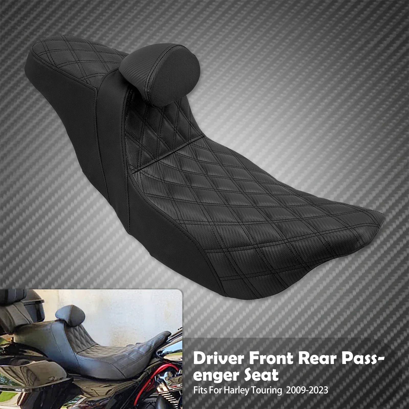 

2-Up переднее и заднее сиденье мотоцикла, подушки спинки водителя и пассажира, сиденье для Harley Touring Road Electra Street Glide FLHR 09-23