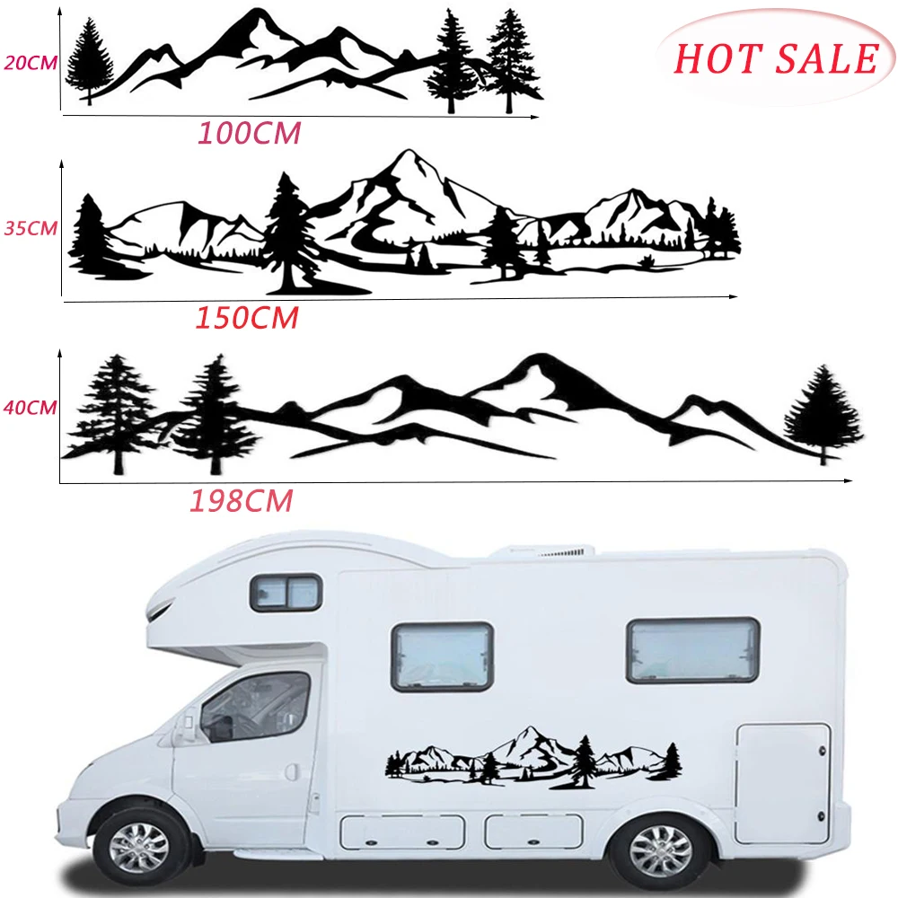 New car stickers Waterproof 150cm Tree Mountain Car Decor PET Sticker Auto Decal For SUV RV Camper Offroad Auto Fashion Decal