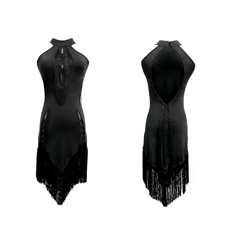 2021 сексуальное черное платье с бахромой платья для соревнований по латинским