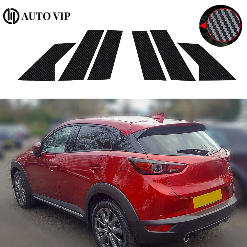 

Car Pillar Posts for Mazda CX-3 carbon fibre 2016-2021 Glossy Piano Black Door Window Trim Stickers Auto Accessories accessories