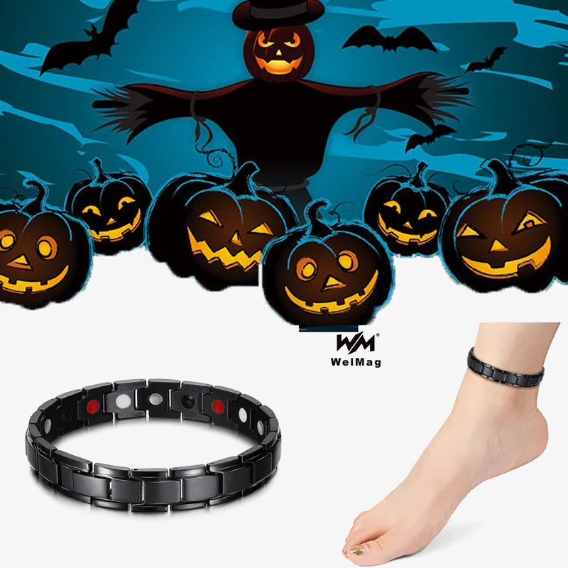 

Welmag Stainless Steel Anklets For Men Hematite Germanium Infrared Bio Energy Promote Blood Circulation Anklets On The Legs