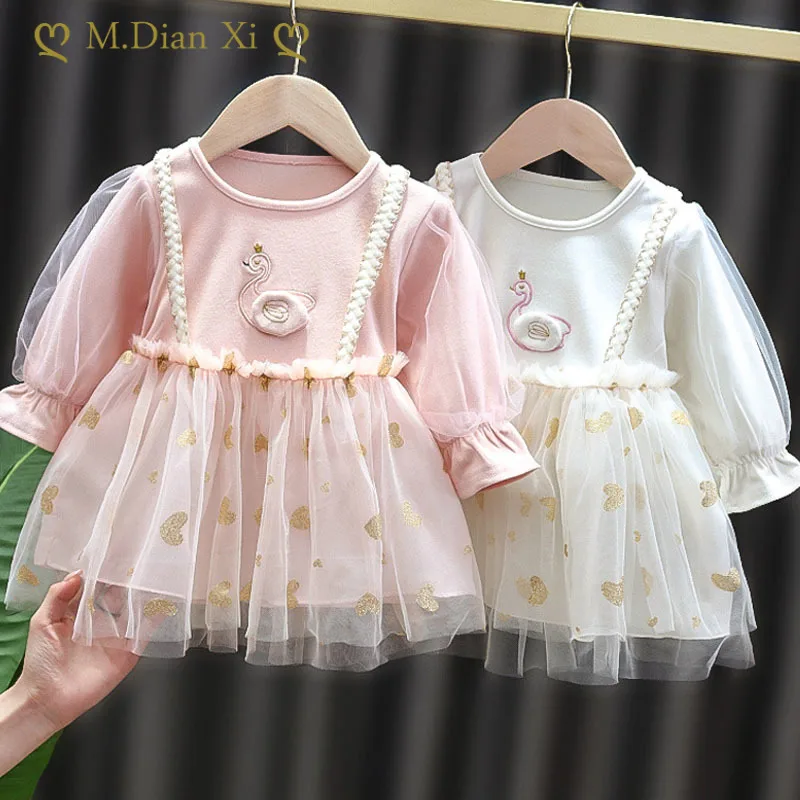 Демисезонное платье принцессы для маленьких девочек 0-24 месяцев хлопковое