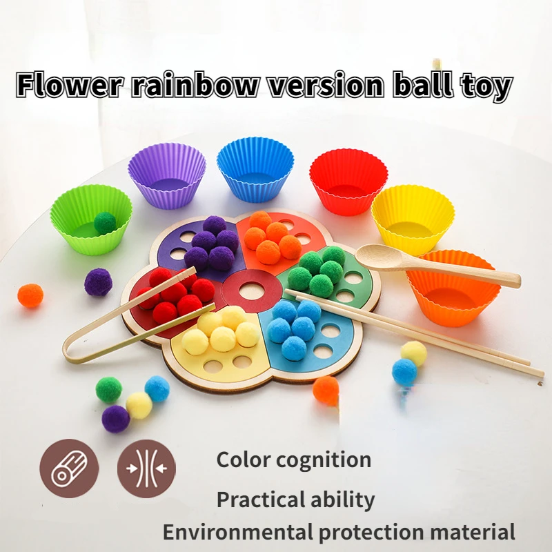 

Flower Rainbow Board Clip Ball Toy Children's Puzzle Early Education Color Classification Hands-on Training Game