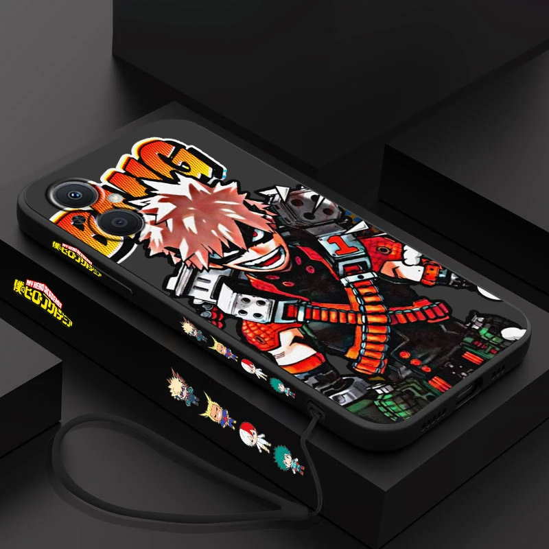 

Anime My Hero Academia Phone Case For OPPO Find X5 X3 X2 Lite Pro Neo A5 A53 A94 4G 5G Liquid Left Rope Soft Cover