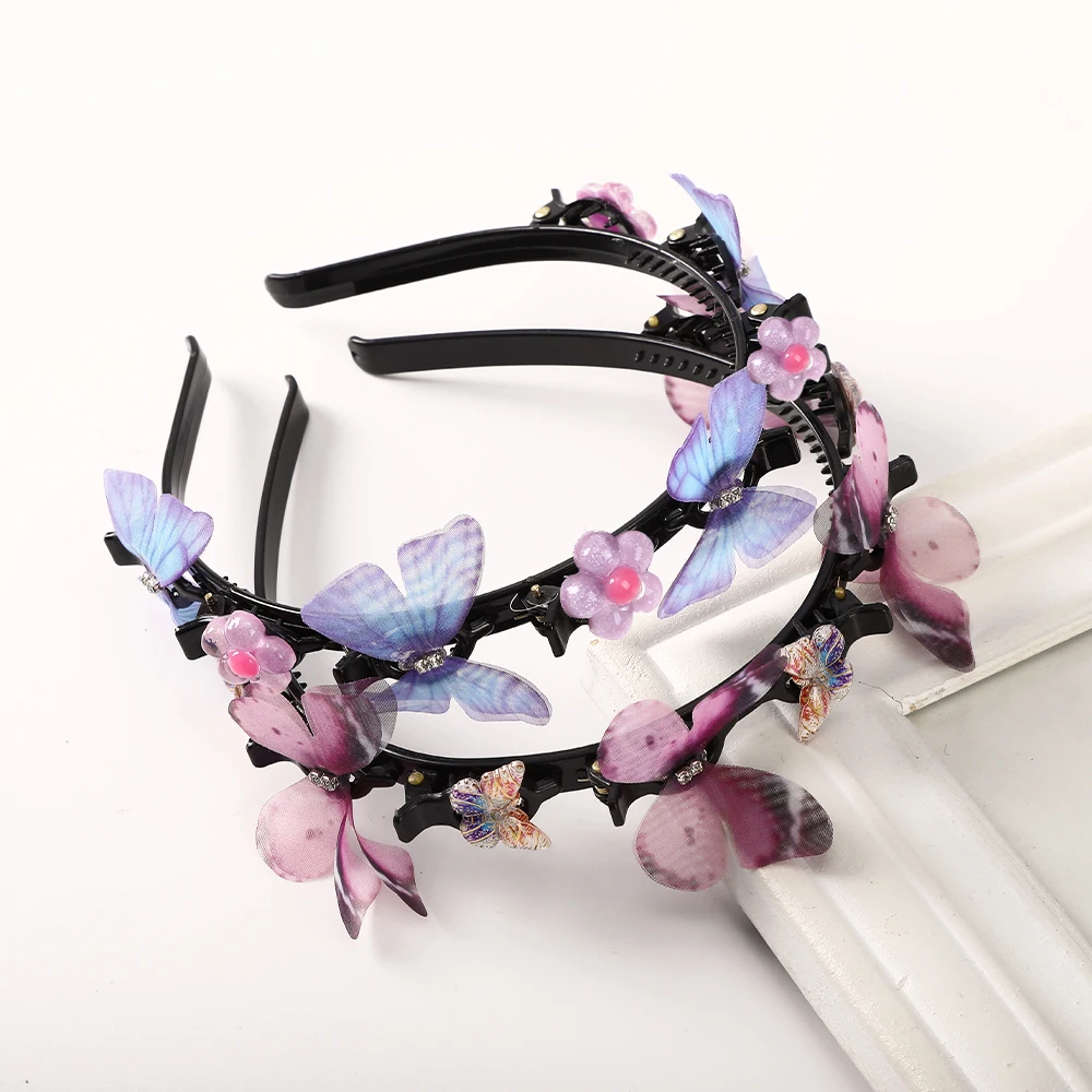 

Haimeikang Butterfly Braided Hair Clip Headband Spring New Headwear Bezel Hair Hoop Women Ladies Fashion Hair Accessories