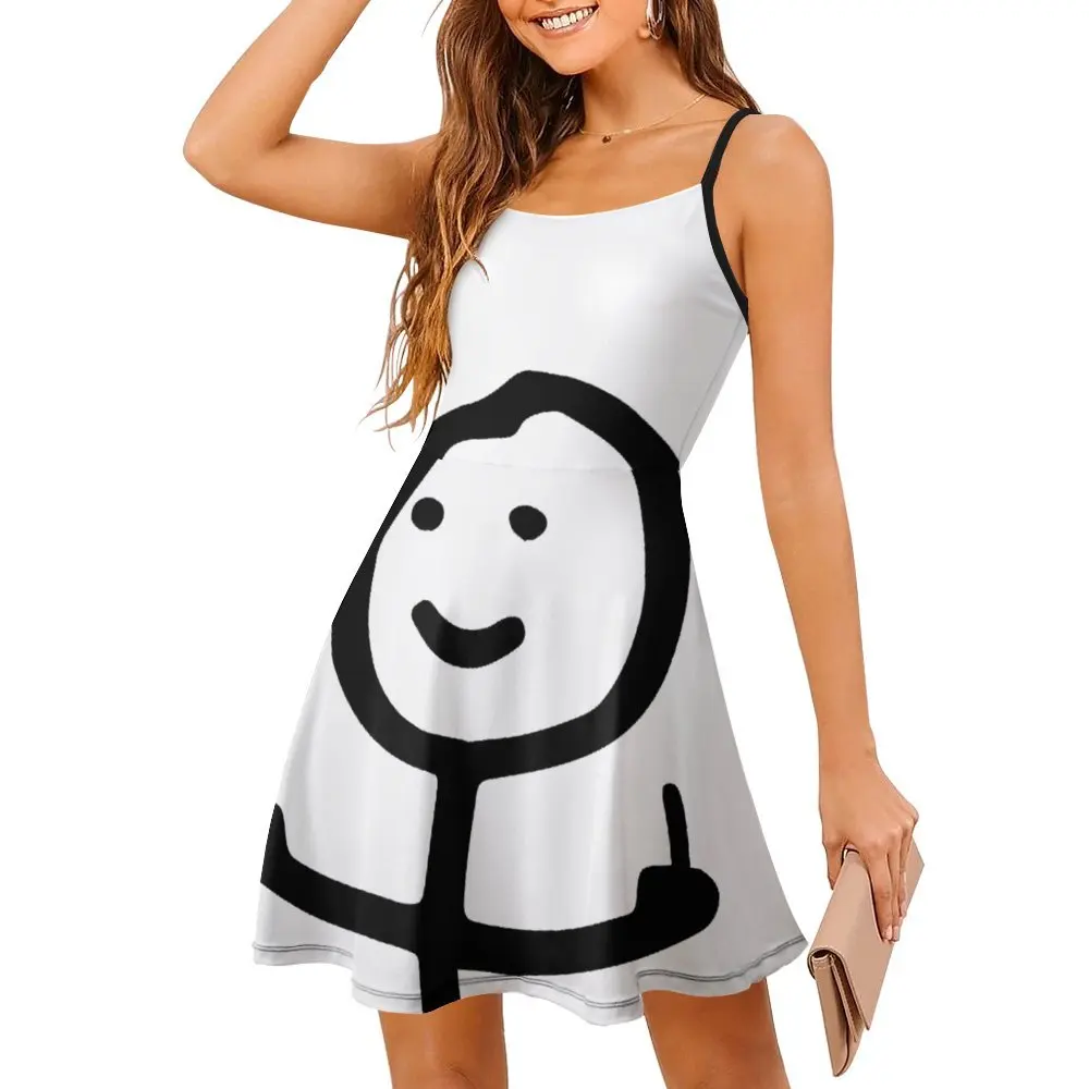 Сексуальное женское платье забавное на бретельках с изображением лица тролля