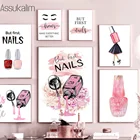 Настенные плакаты с лаком для ногтей, фотография, Постер для салона красоты, настенные картины в скандинавском стиле, маникюрный магазин, Розовый Настенный декор