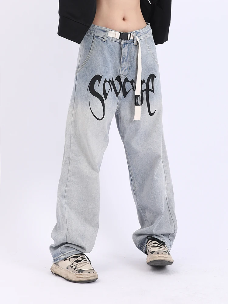 Loose Retro Pants on Street Clothing Y2k Men's Denim Trousers Retro Printing Trend Hip -hop Denim Pants Designer Jeans Men Pants