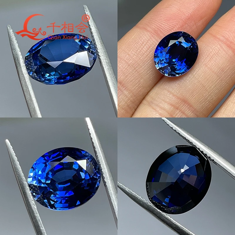Тайская огранка Королевский синий цвет Искусственный сапфир овальной формы