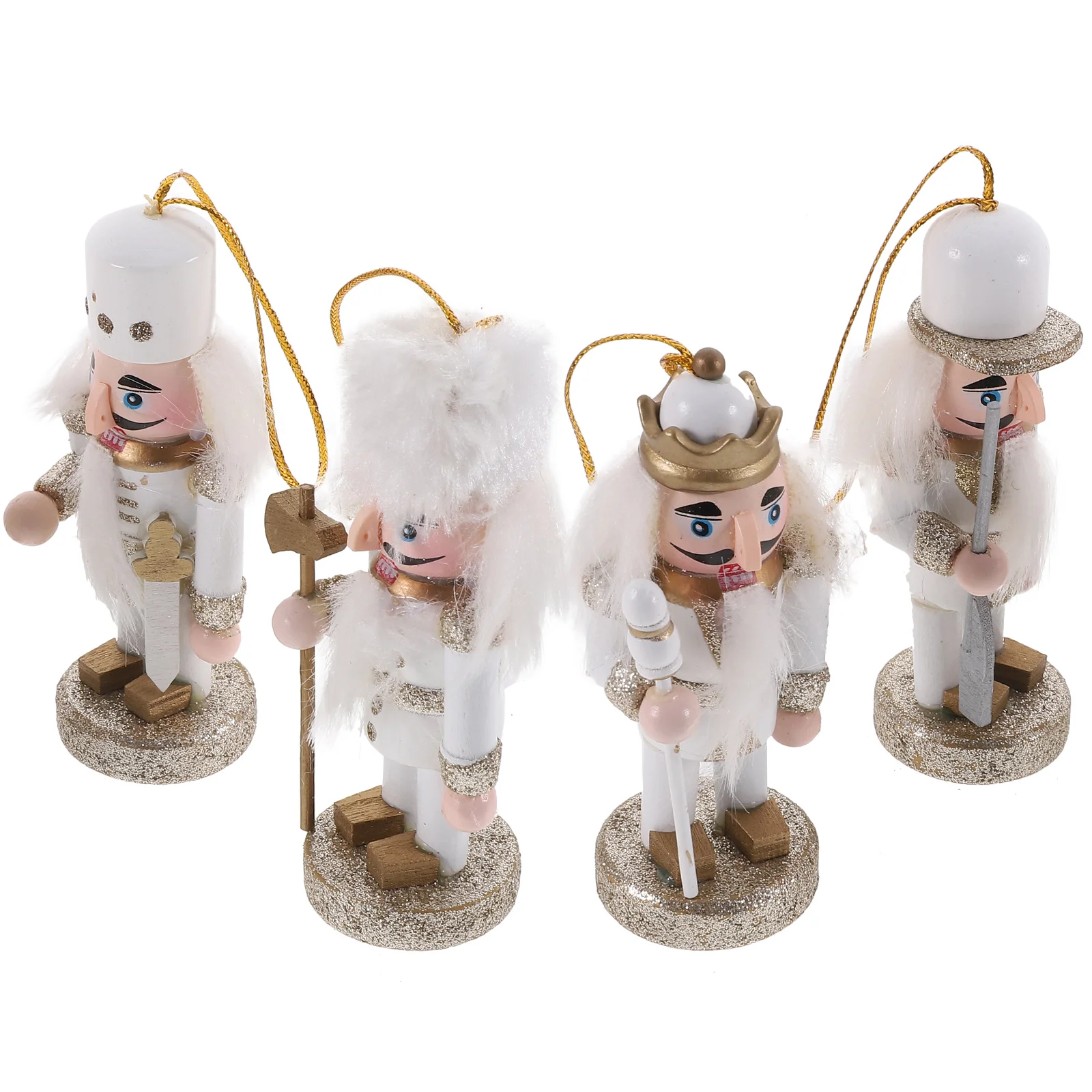 

4 Pcs Christmas Wood Nutcracker Figures Decor Decorations Small Walnut Nutcrackers Ornament Wooden Lovers Clips