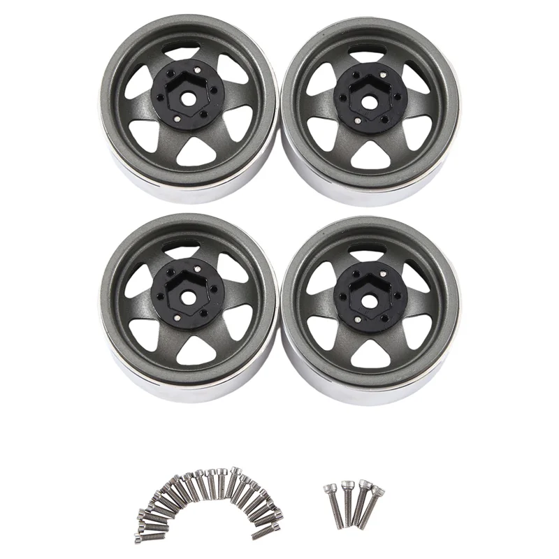 Фото FBIL-4Pcs 1,9-дюймовые металлические колесные диски для 1/10 RC Crawler Axial SCX10 II III Traxxas TRX4 RC4WD D90 Серый №4