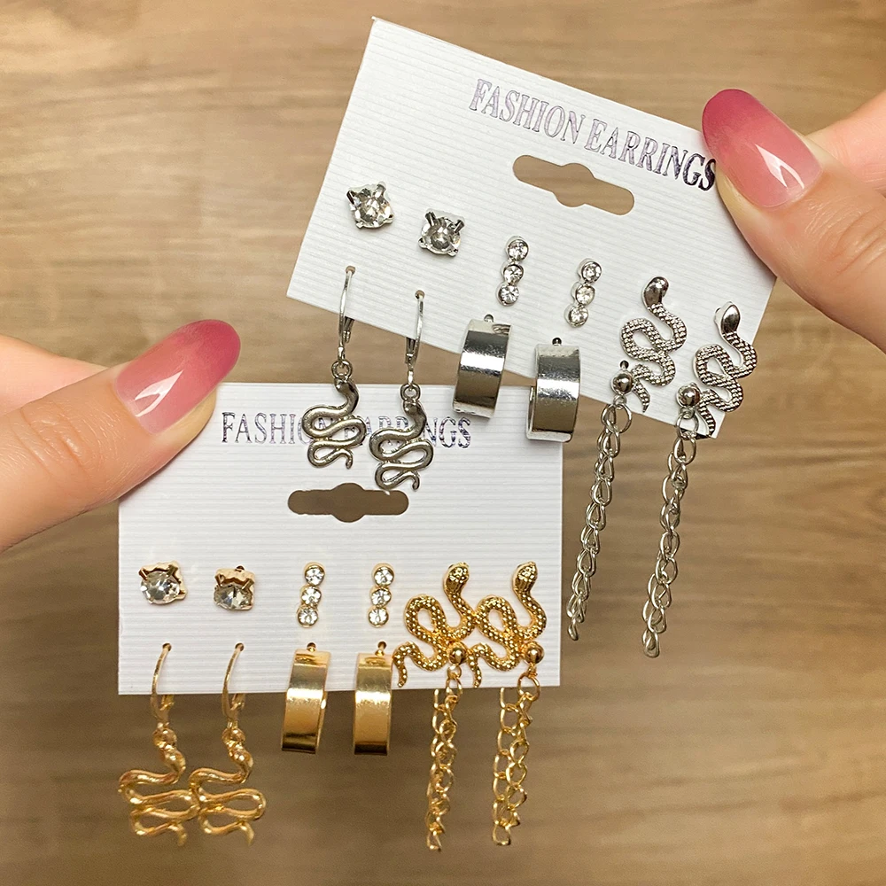 2022 трендовые Серебристые серьги в виде змеи металлические акриловые