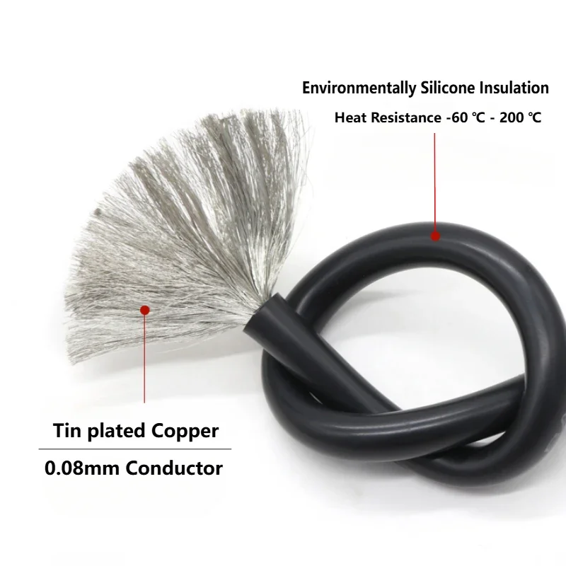 5/10m Heat-resistant Cable Soft Silicone Wire 26 24 22 20 18 16 14 12 10 8 AWG High Temperature Flexible Copper Connector Line
