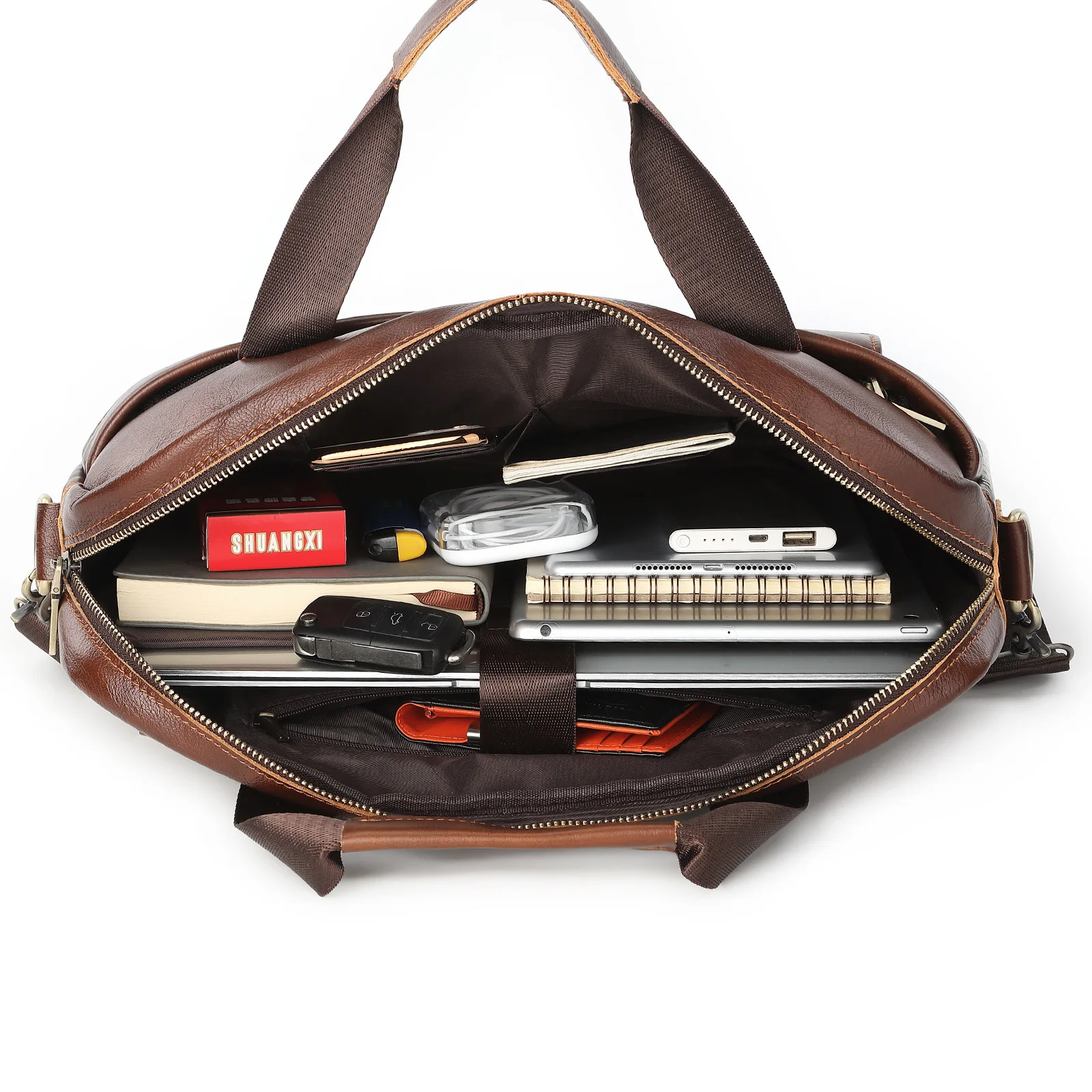 Royal Bagger Men 15.6 Inch Laptop Briefcase Real Genuine Cow Leather Vintage Fashion Casual Handbag Shoulder Bag Travel Business