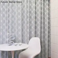 Custom ice blue chenille Curtains for Living dining room bedroom  fresh texture Nordic minimalist floor-to-ceiling custom