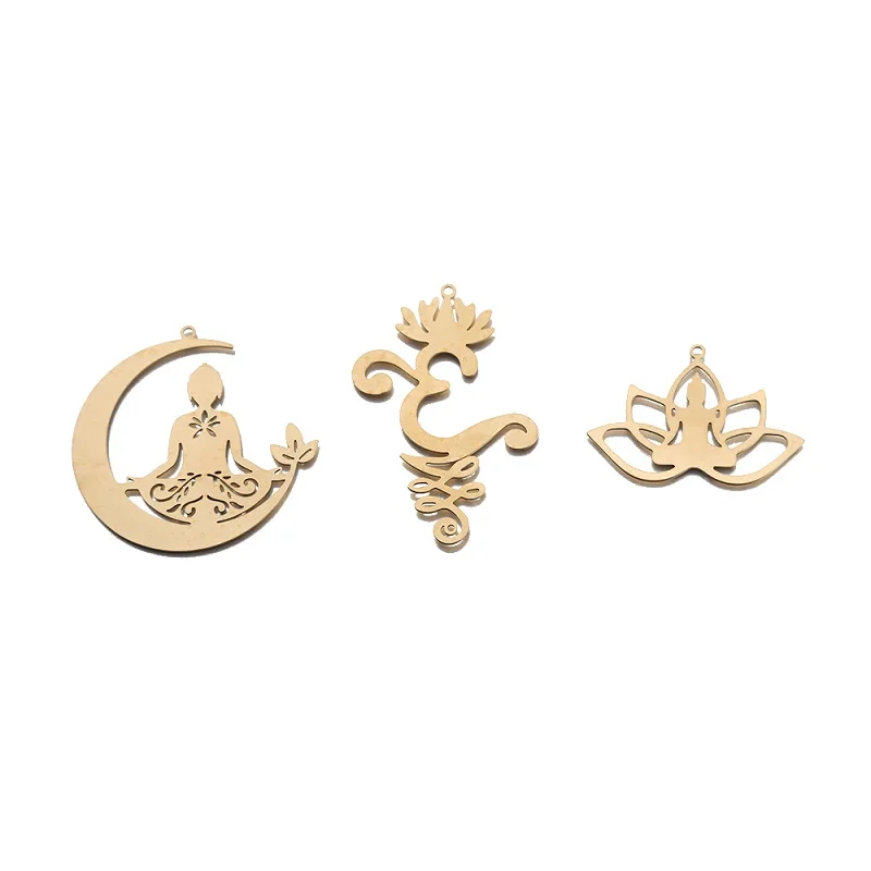 

Brass Lotus Flower Charms Yoga Meditation Pendant Namaste Zen Chakra Charms For DIY Necklace Religion Amulet Jewelry Supplies