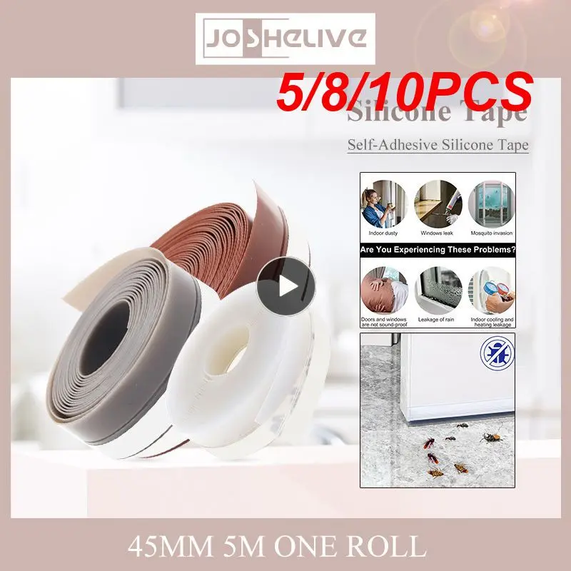 

5/8/10PCS Door Bottom Seal Strip Self Adhesive High Quality Gap Blocker Sealing Weather Strip Adjustable Waterproof Soundproof