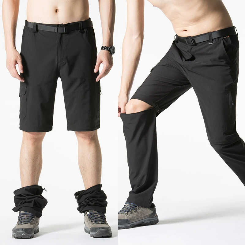 

2023 новые эластичные мужские походные брюки для улицы, повседневные летние быстросохнущие водонепроницаемые съемные походные брюки-карго для альпинизма