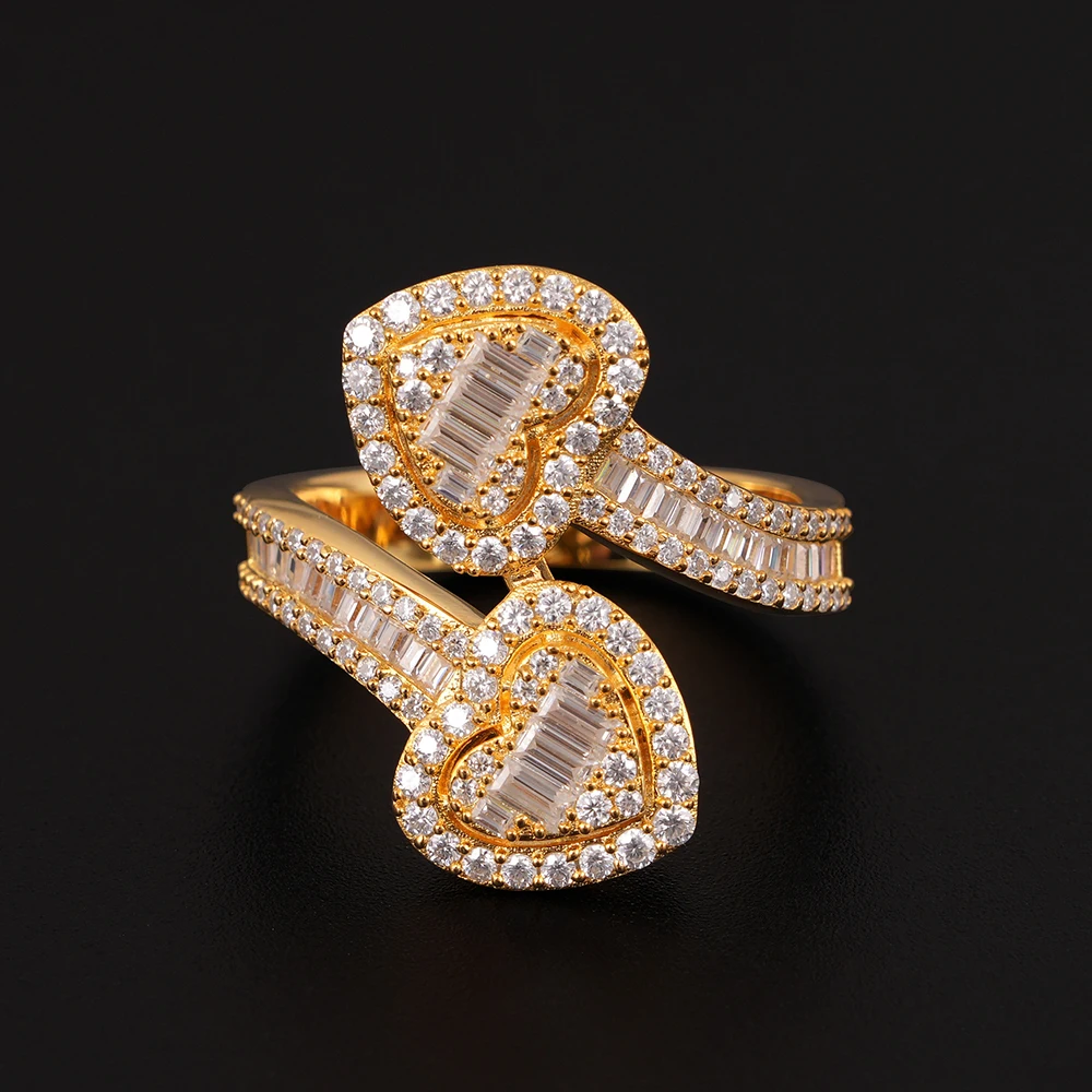 Free Size Moissanite Heart Rings For Women Silver Wedding Ring Finger Jewelry Men Pass Tester Free Shipping