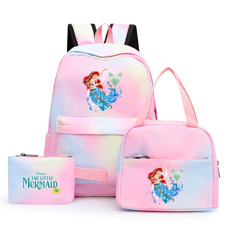 

3pcs Disney The Little Mermaid Colorful Backpack with Lunch Bag Rucksack School Bags for Girls Women Teenagers Sets