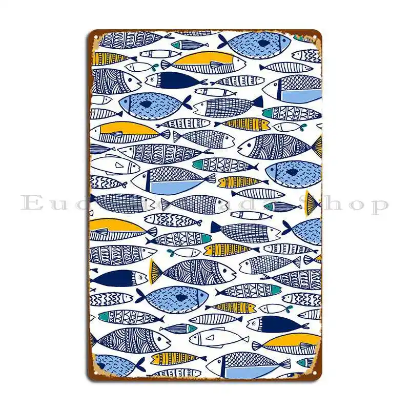 

Сказочный металлический плакат с рыбкой, персонализированный настенный кинотеатр для создания клуба, жестяной плакат