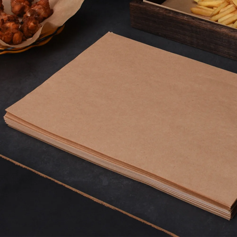 

100 Pcs Kitchen Oil Absorbent Paper Pizza Oven Grill Parchment Sheets Food Air Fryer Paper Liners Kraft Paper Sandwiches Wrapper