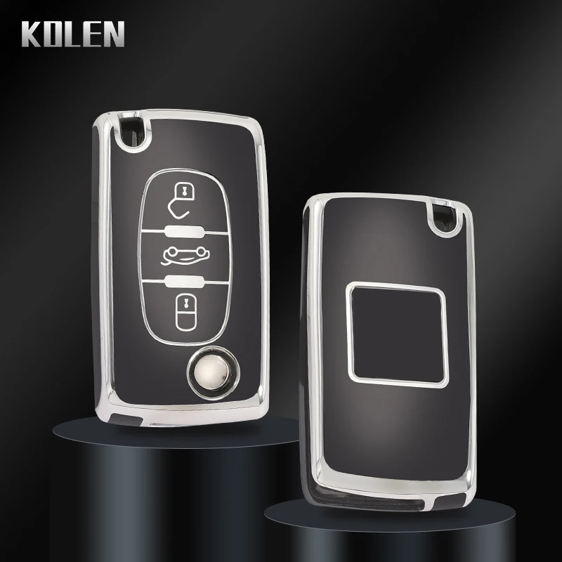 

TPU Car Flip Key Case Fob Cover For Citroen C2 C3 C4 C5 DS3 DS4 Picasso Xsara For Peugeot RCZ 206 308 307 408 3008 5008 Expert