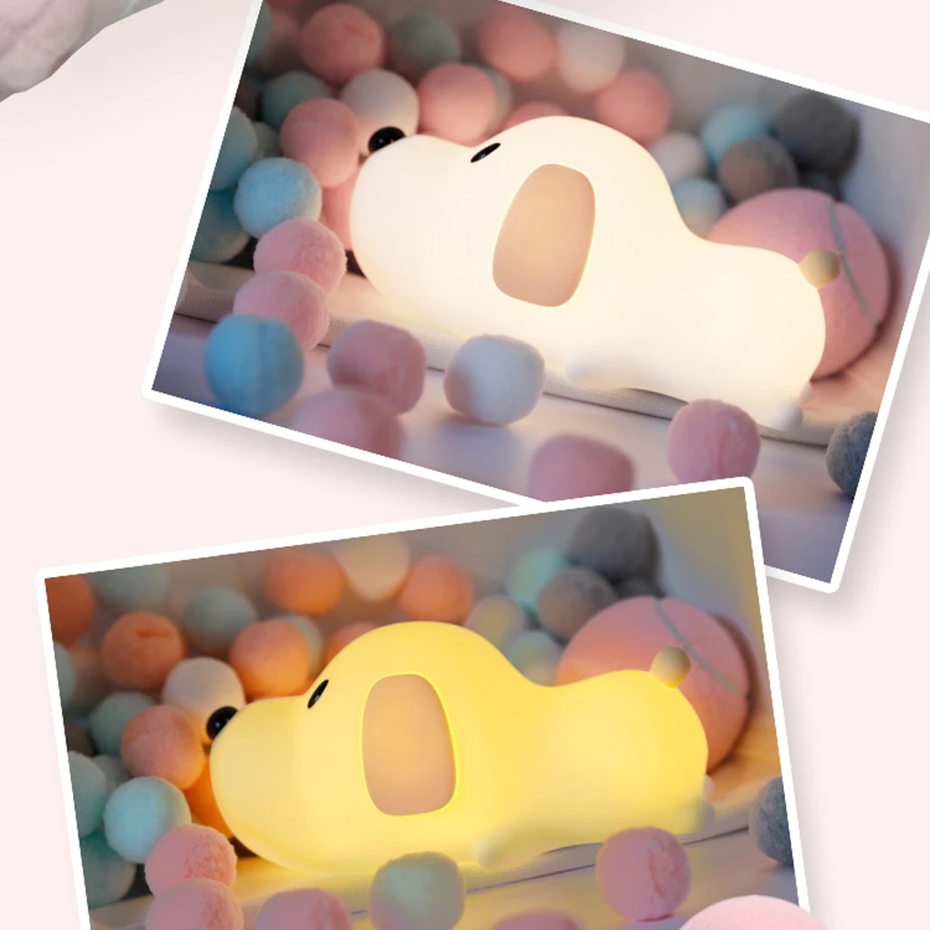 

LED Light Silicone Dog Touch Sensor USB Rechargeable Puppy Lamp Lightweight Large Capacity Battery Night Lights Baby Toy Gift