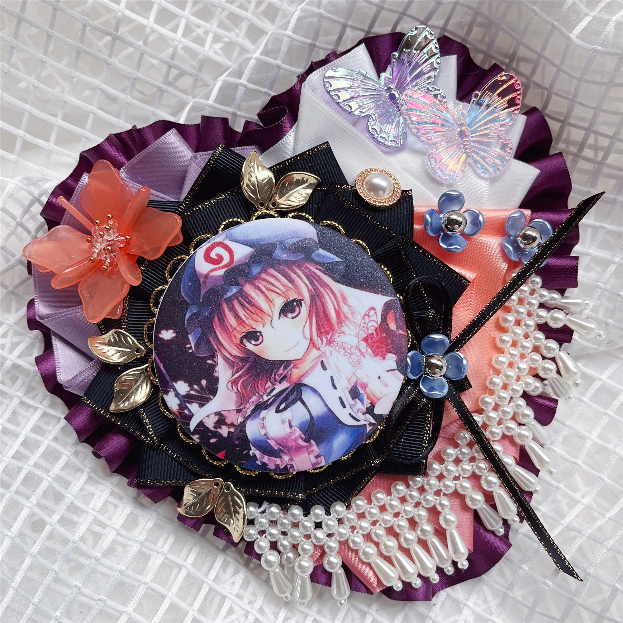 Women DIY Bead Chain Tassel Rhinestone Fill Bag Itabag Brooch Lolita Heart Ribbon Wedding Bowtie Backpack Badge Holder Base Tray