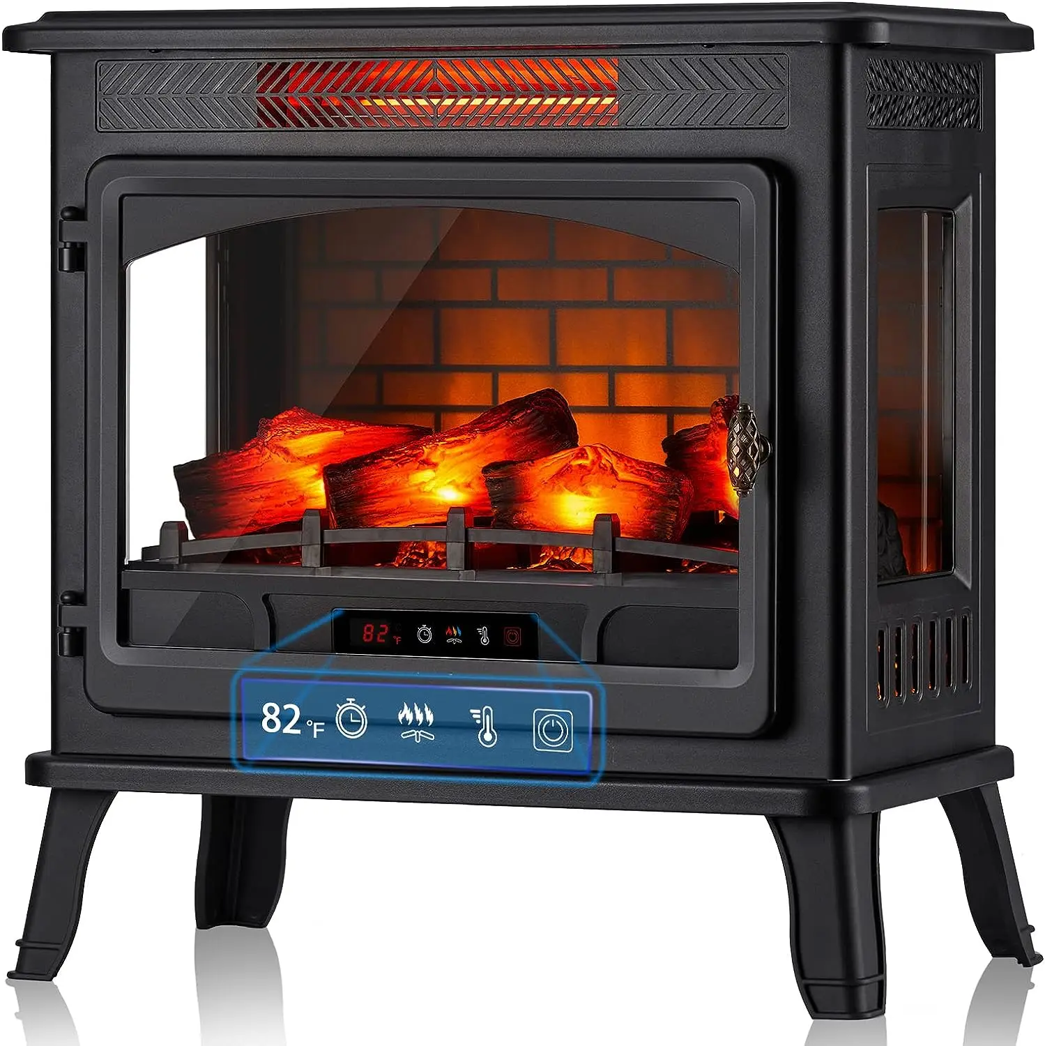 

Infrared Fireplace 3D Freestanding Fireplace Stove with Remote Control, Timer, Adjustable Flame Effect, Upgraded Safety Protecti