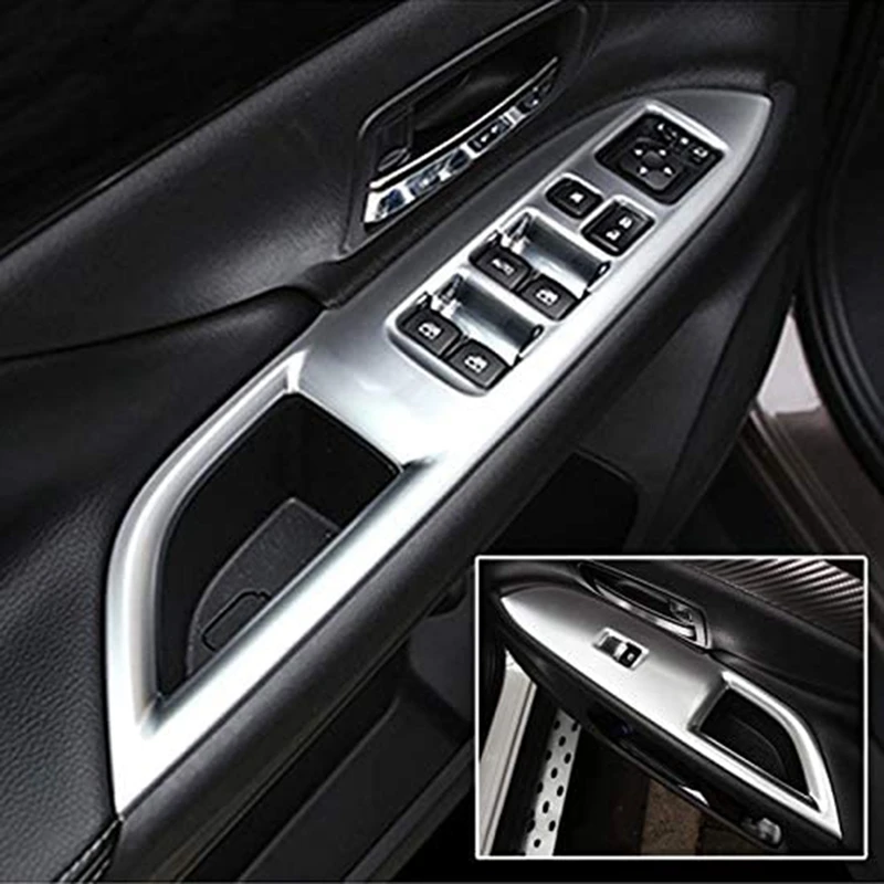 For Mitsubishi Outlander 2014 2015 2016 2017 2018 2019 Chrome Door Window Armrest Switch Button Knob Panel Cover Trim