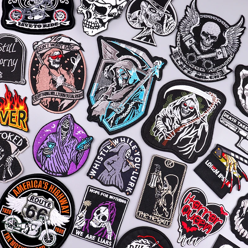 

The Death Iron On Patches For Clothing thermoadhesive patches Horror Skull Patches On Clothes DIY Applique Badge