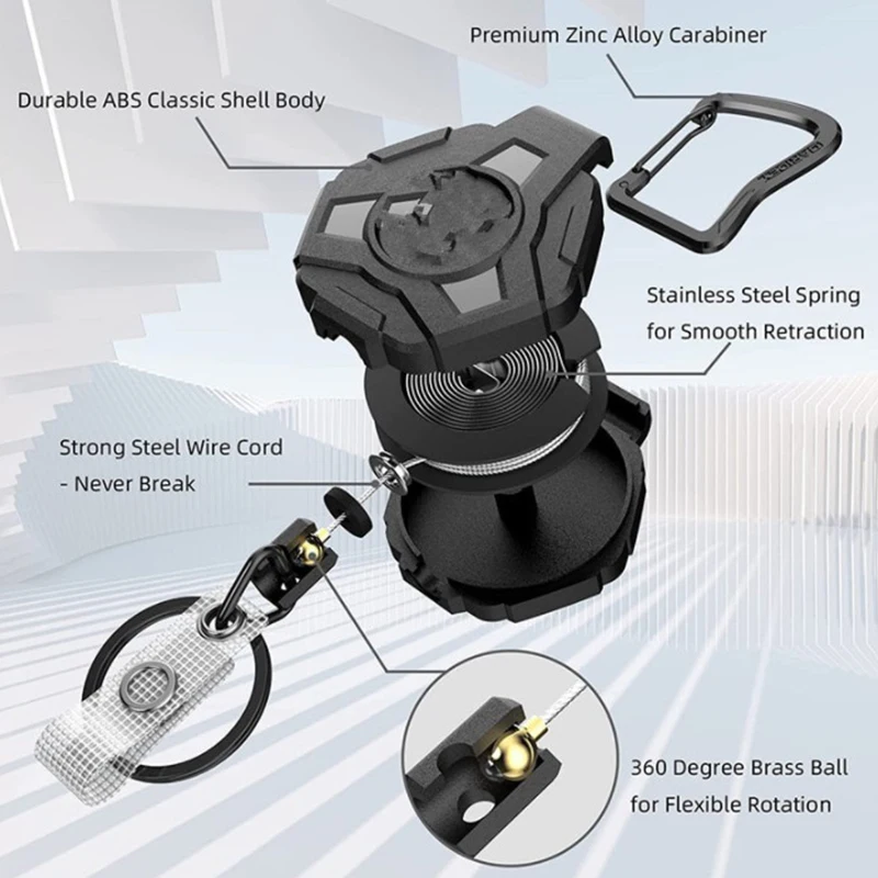 

Anti Lost Ski Pass ID Card Anti-theft Metal Easy-to-pull Buckle Rope Elastic Keychain Sporty Retractable Key Ring