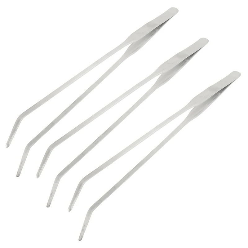 

3X 10.4 inch Long Stainless Steel Curved Tweezer for Fish Tank Plants