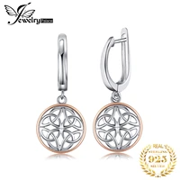 jewelrypalace celtic knot irish rose gold 925 sterling silver hoop drop earrings for women fashion circle huggies earrings