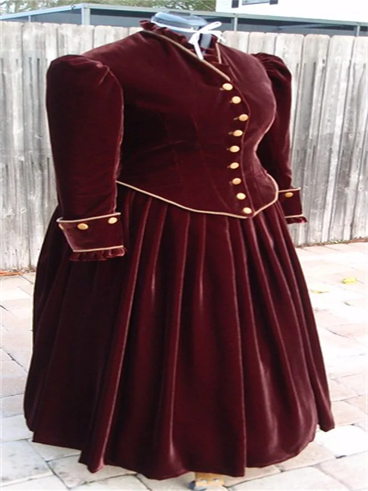 Платье красное в средневековом стиле исторический костюм времен Гражданской
